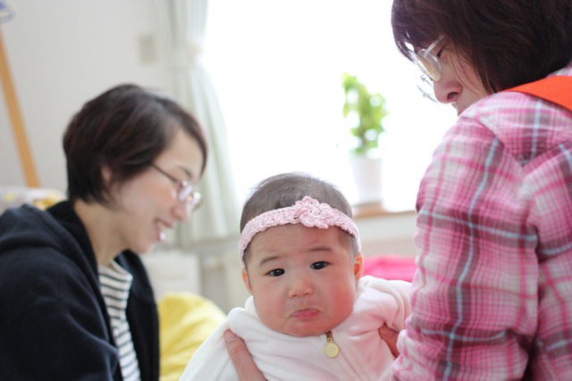 最初は珍し硬い表情(>_<)